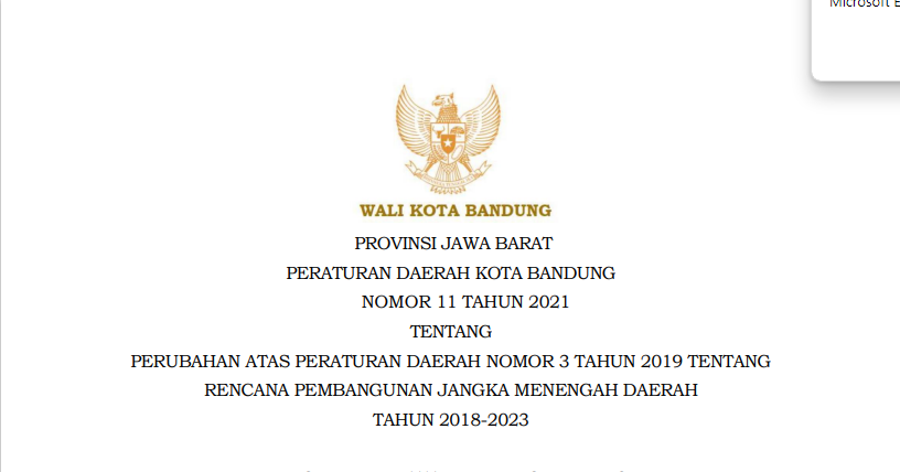 Cover Peraturan Daerah Nomor 11 Tahun 2021 Tentang Perubahan Atas Peraturan Daerah Nomor 3 Tahun 2019 Tentang Rencana Pembangunan Jangka Menengah Daerah Tahun 2018-2023