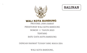 Cover Peraturan Wali Kota Bandung Nomor 11 Tahun 2023 tentang Satu Data Kota Bandung
