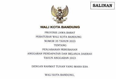 Cover Peraturan Wali Kota Bandung Nomor 35 Tahun 2023 tentang Penjabaran Perubahan Anggaran Pendapatan dan Belanja Daerah Tahun 2023