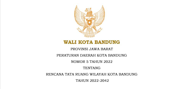 Cover Peraturan Daerah Kota Bandung Nomor 5 Tahun 2022 tentang Rencana Tata Ruang Wilayah Kota Bandung Tahun 2022-2042