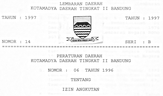 Cover Peraturan Daerah Kota Bandung 06 Tahun 1966 tentang Izin Angkutan