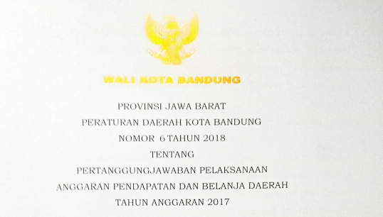 Cover Peraturan Daerah Kota Bandung Nomor 6 Tahun 2018 tentang Pertanggungjawaban Pelaksanaan Anggaran Pendapatan Dan Belanja Daerah Tahun Anggaran 2017