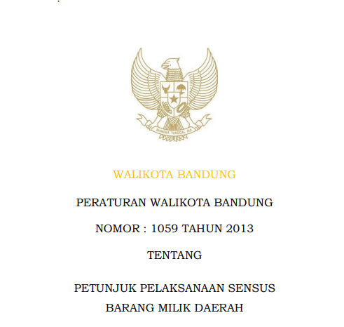 Cover Peraturan Wali Kota Bandung Nomor 1059 Tahun 2013 tentang Petunjuk Pelaksanaan Sensus Barang Milik Daerah