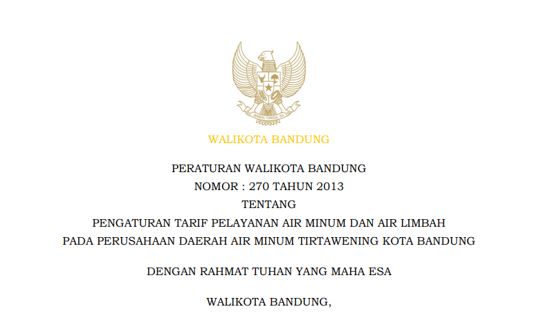 Cover Peraturan Wali Kota Bandung Nomor 271 Tahun 2013 tentang Penyaluran Pupuk Bersubsidi untuk Sektor Pertanian di Kota Bandung Tahun 2013.