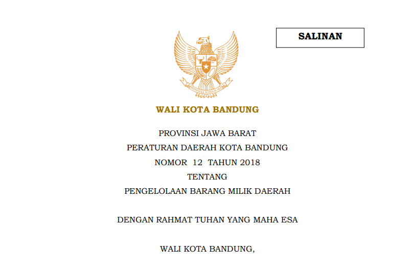 Cover Peraturan Daerah Nomor 12 Tahun 2018 tentang Pengelolaan Barang Milik Daerah