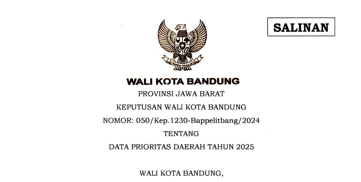 Cover Keputusan Wali Kota Bandung Nomor 050/Kep.1230-Bappelitbang/2024 tentang Data Prioritas Daerah Tahun 2025