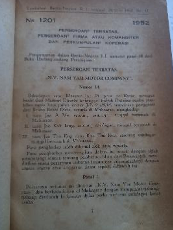 Cover Tambahan Berita Negara R.I 1952 Nr. 87-97. Perseroan Terbatas, Perseroan Firma atau Komanditer dan Perkumpulan Koperasi