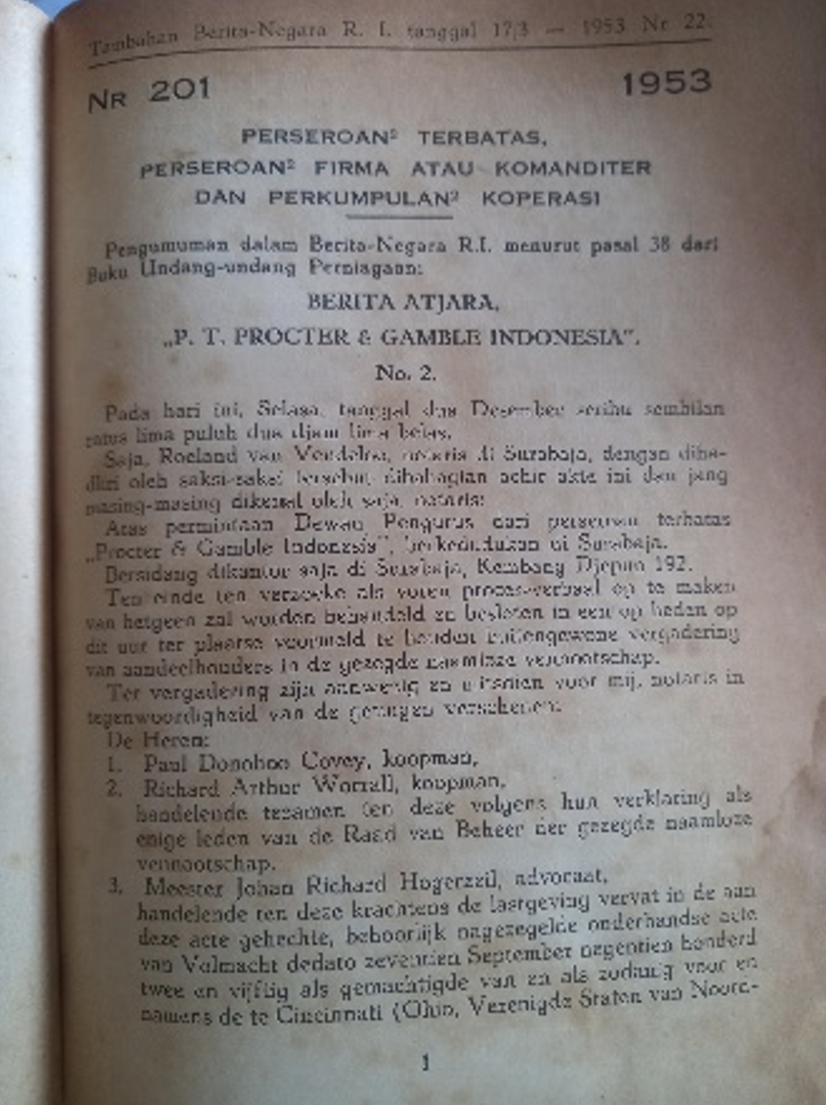 Cover Tambahan Berita Negara R.I 1953 Nr. 22-38. Perseroan Terbatas, Perseroan Firma atau Komanditer dan Perkumpulan Koperasi