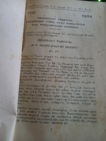 Cover Tambahan Berita Negara R.I. Nr 96. Perseroan Terbatas, Perseroan Firma atau Komanditer dan Perkumpulan Koperasi