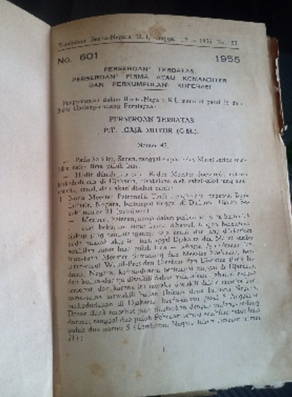 Cover Tambahan Berita Negara R.I. 1955 No. 52. Perseroan Terbatas, Perseroan Firma atau Komanditer dan Perkumpulan Koperasi