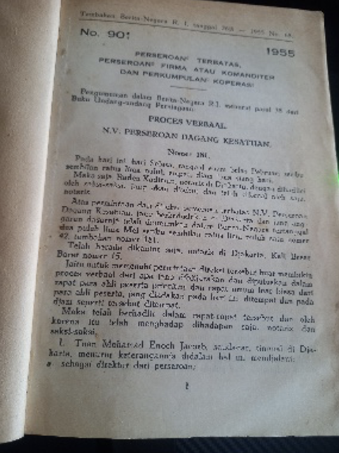 Cover Tambahan Berita Negara R.I. 1955 No. 68. Perseroan Terbatas, Perseroan Firma atau Komanditer dan Perkumpulan Koperasi