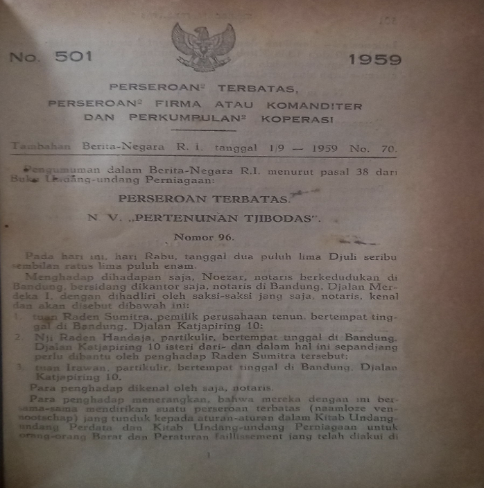 Cover Tambahan Berita Negara R.I. 1959 No. 70. Perseroan Terbatas, Perseroan Firma atau Komanditer dan Perkumpulan Koperasi