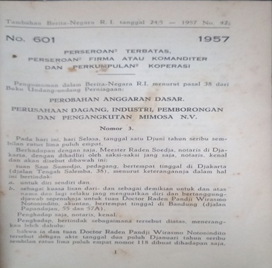 Cover Tambahan Berita Negara R.I 1957  Nr. 42-51. Perseroan Terbatas, Perseroan Firma atau Komanditer dan Perkumpulan Koperasi