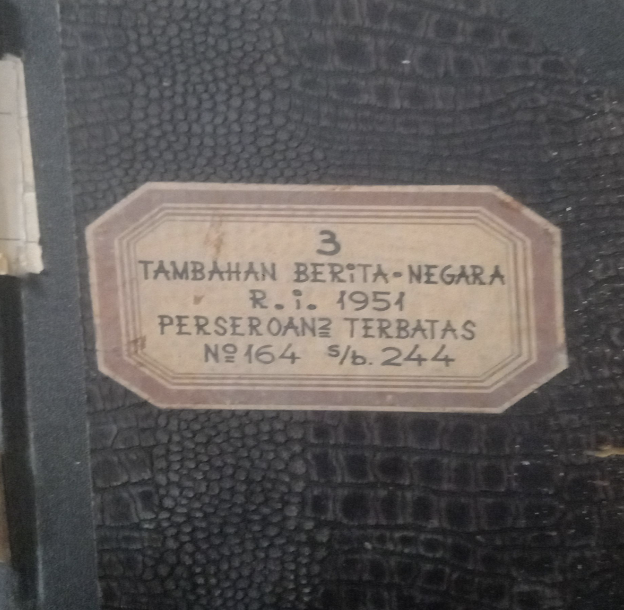 Cover Tambahan Berita Negara R.I. 1951 No. 32. Perseroan Terbatas, Perseroan Firma atau Komanditer dan Perkumpulan Koperasi