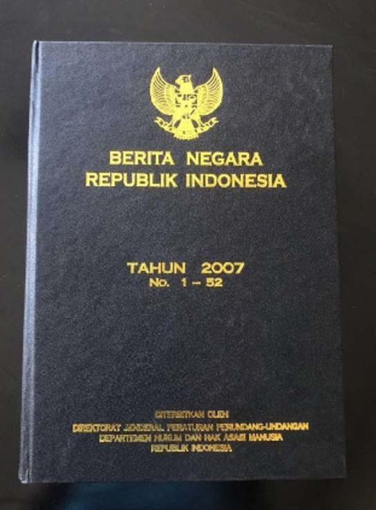 Cover Berita Negara Republik Indonesia Tahun 2007 No. 1-52