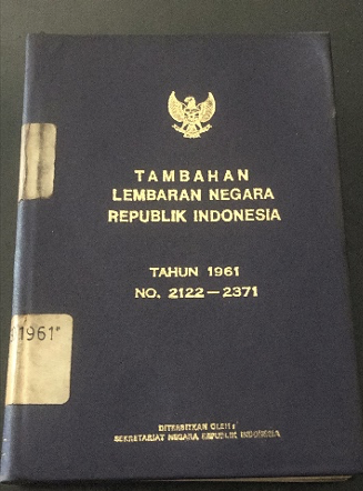 Cover Tambahan Lembaran Negara Republik Indonesia Tahun 1961 No. 2122-2371