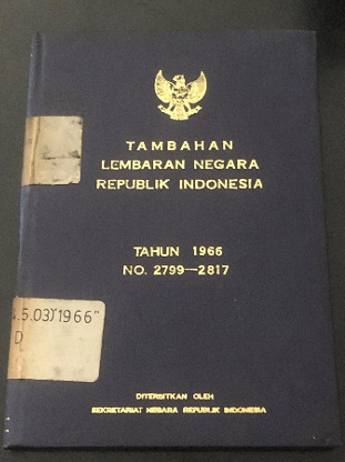 Cover Tambahan Lembaran Negara Republik Indonesia Tahun 1966 No. 2799-2817