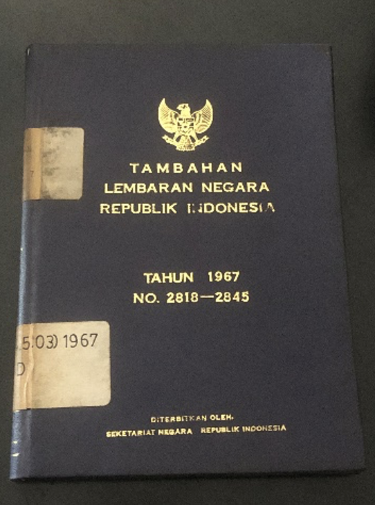 Cover Tambahan Lembaran Negara Republik Indonesia Tahun 1967 No. 2818-2845