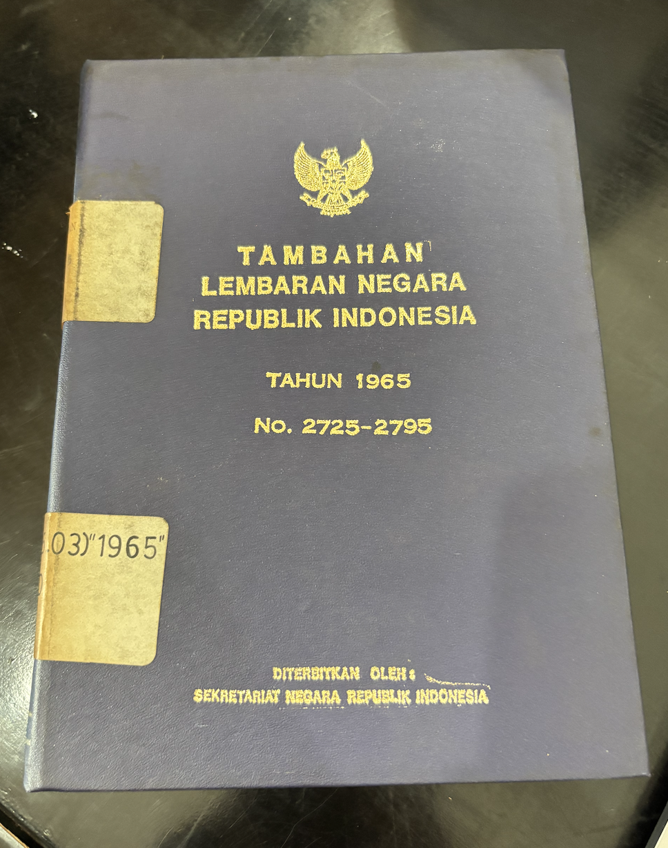 Cover Tambahan Lembaran Negara Republik Indonesia Tahun 1965 No. 2725-2795