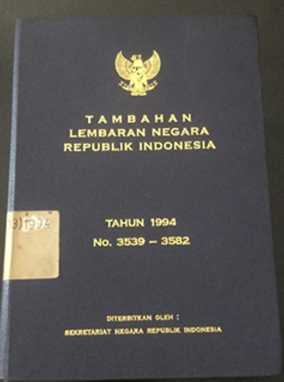 Cover Tambahan Lembaran Negara Republik Indonesia Tahun 1994 No. 3539-3582