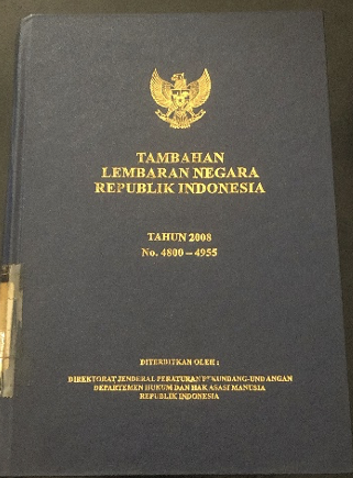 Cover Tambahan Lembaran Negara Republik Indonesia Tahun 2008 No. 4800-4955