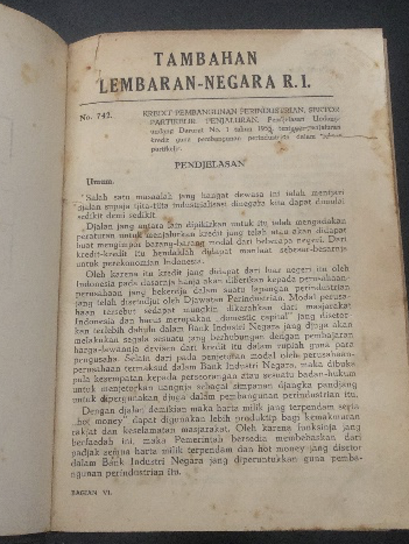 Cover Tambahan Lembaran Negara RI Tahun 1955 No. 742-939