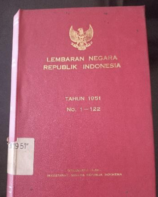 Cover Lembaran Negara Republik Indonesia Tahun 1951 No. 1-122