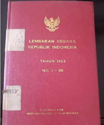 Cover Lembaran Negara Republik Indonesia Tahun 1953 No. 1-88