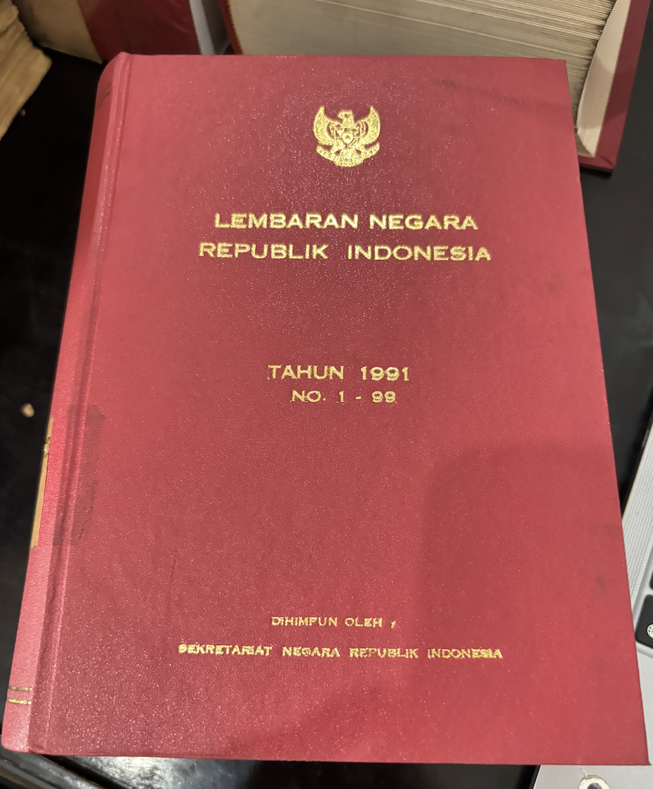 Cover Lembaran Negara Republik Indonesia Tahun 1991 No. 1-99