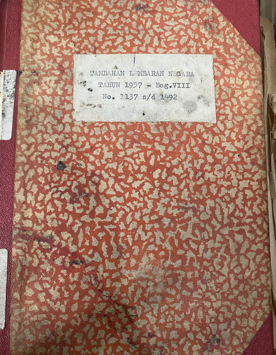 Cover Tambahan Lembaran Negara Tahun 1957 – Bag.VIII No. 1137-1492