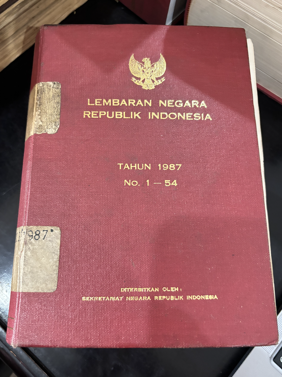 Cover Lembaran Negara Republik Indonesia Tahun 1987 No. 1-54