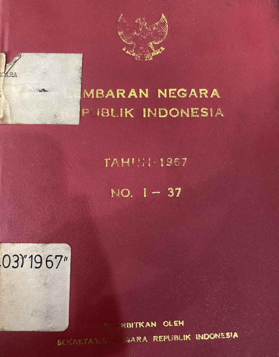 Cover Tambahan Lembaran Negara Tahun 1967 No. 1-37