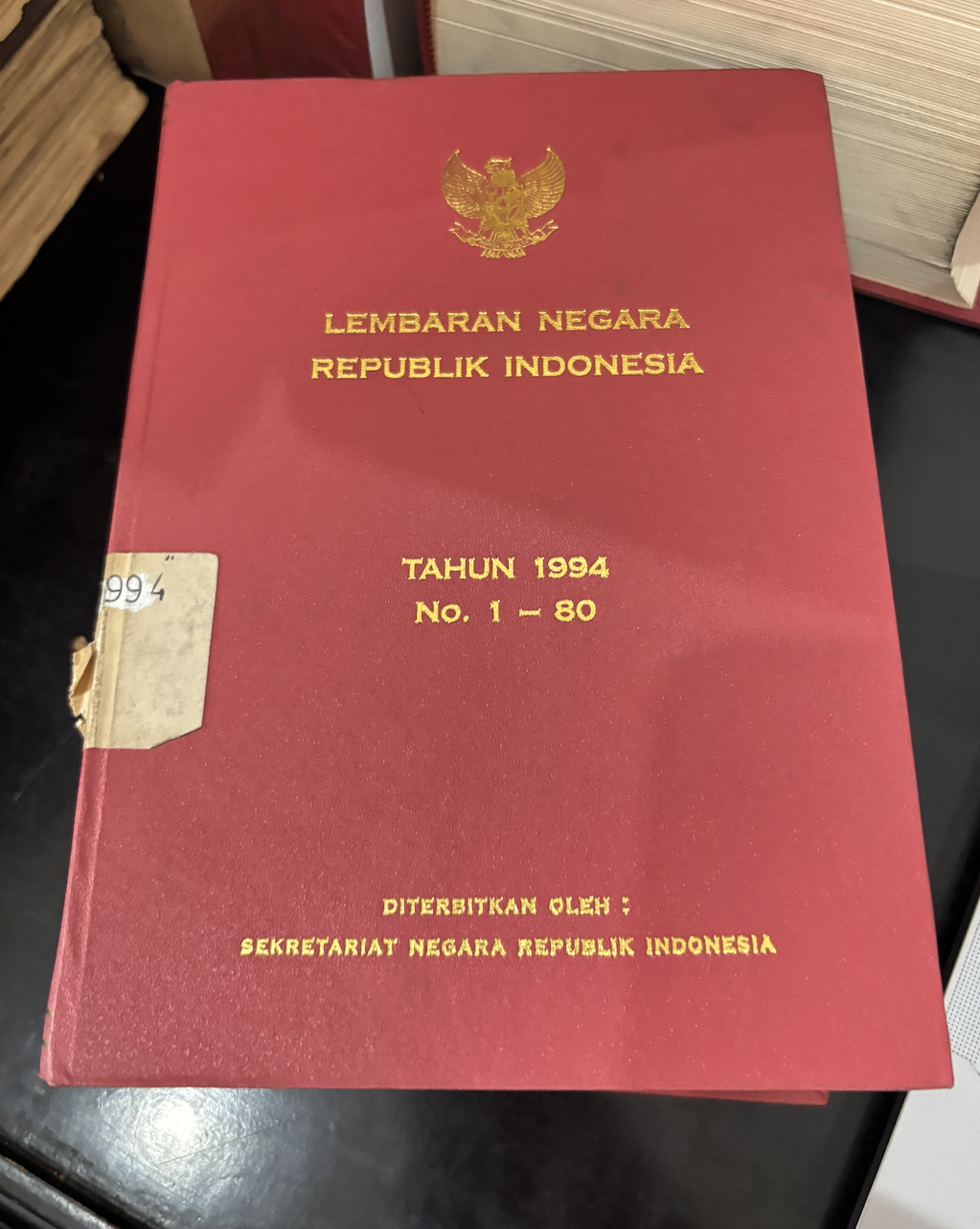 Cover Lembaran Negara Republik Indonesia Tahun 1994 No. 1-80