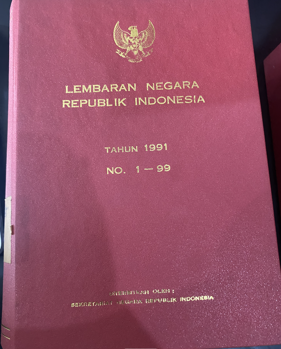 Cover Tambahan Lembaran Negara Tahun 1991 No. 1-99