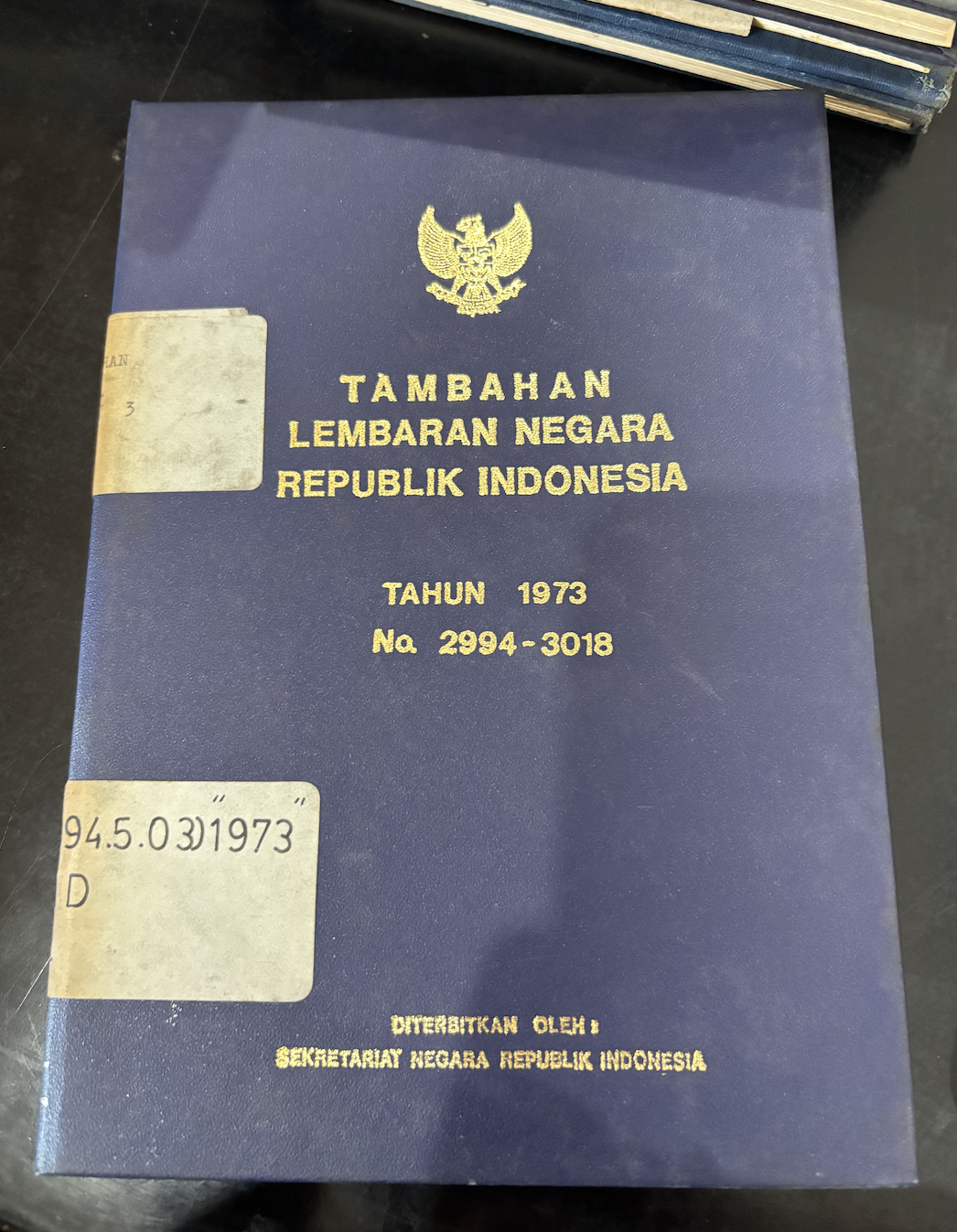 Cover Tambahan Lembaran Negara Republik Indonesia Tahun 1973 No. 2994-3018