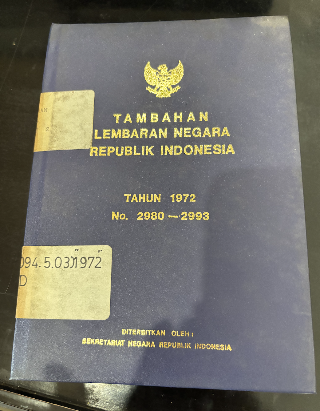 Cover Tambahan Lembaran Negara Republik Indonesia Tahun 1972 No. 2980-2993