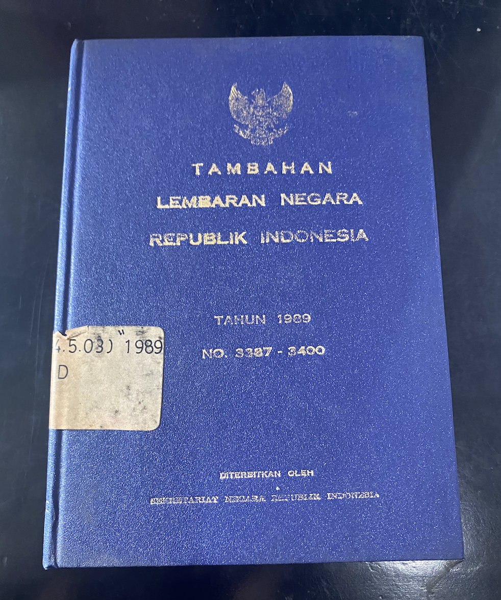 Cover Tambahan Lembaran Negara Republik 1989 No. 3387-3400
