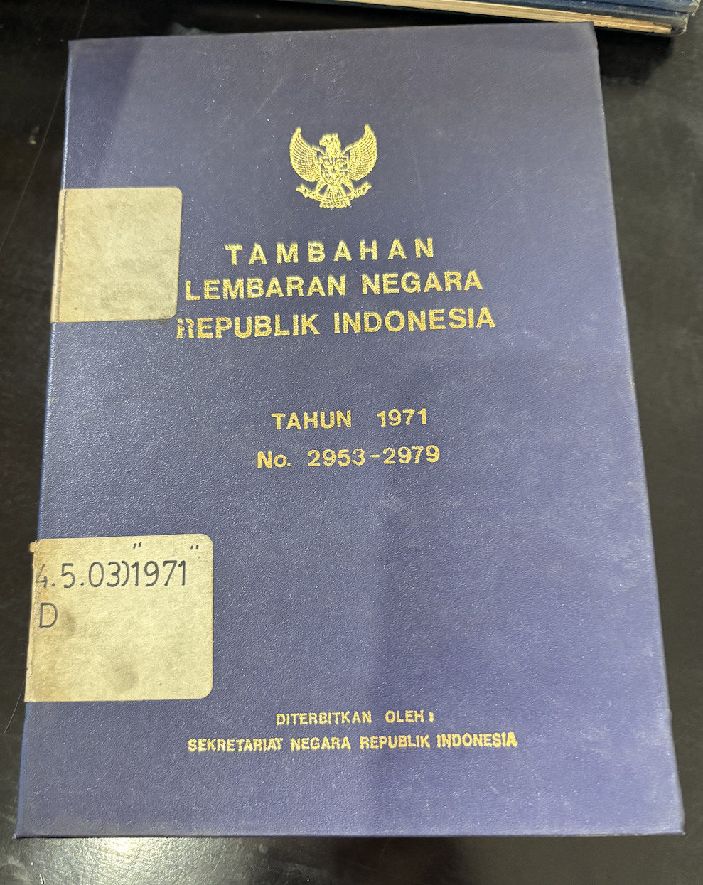 Cover Tambahan Lembaran Negara Republik Indonesia Tahun 1971 No. 2953-2979
