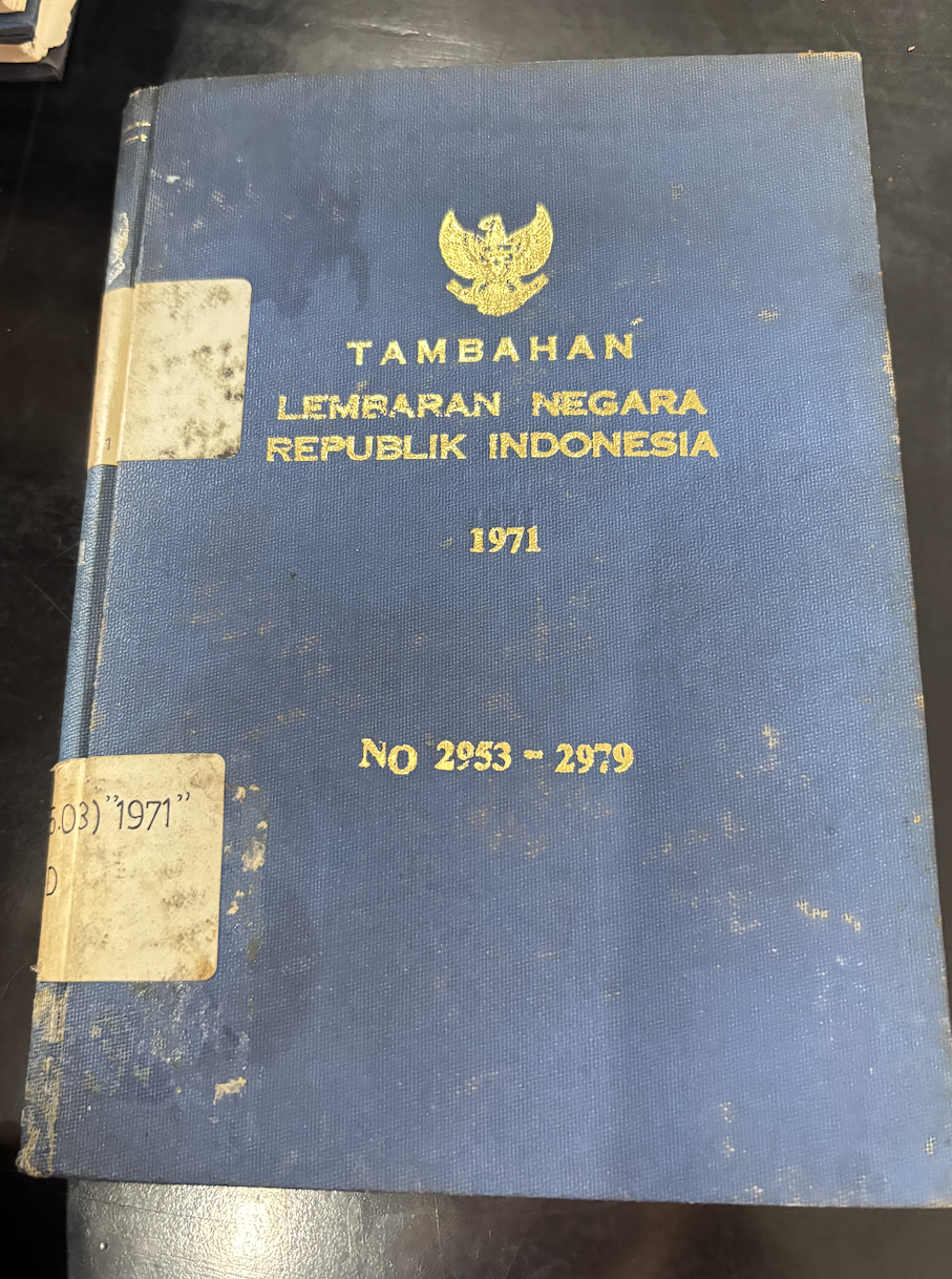 Cover Tambahan Lembaran Negara Republik Indonesia Tahun 1971 No. 2953-2979