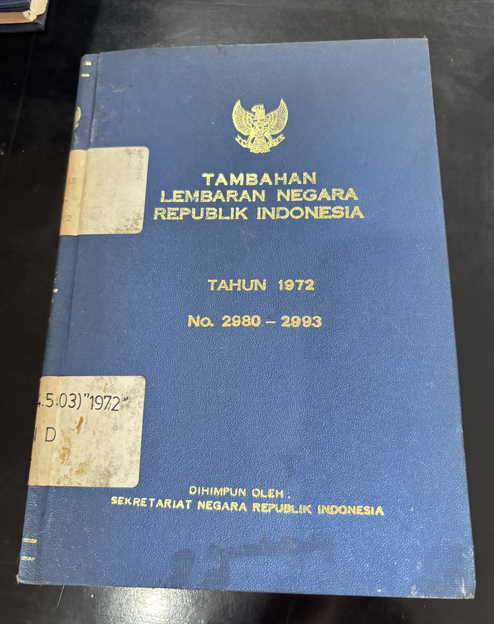 Cover Tambahan Lembaran Negara Republik Indonesia Tahun 1972 No. 2980-2993