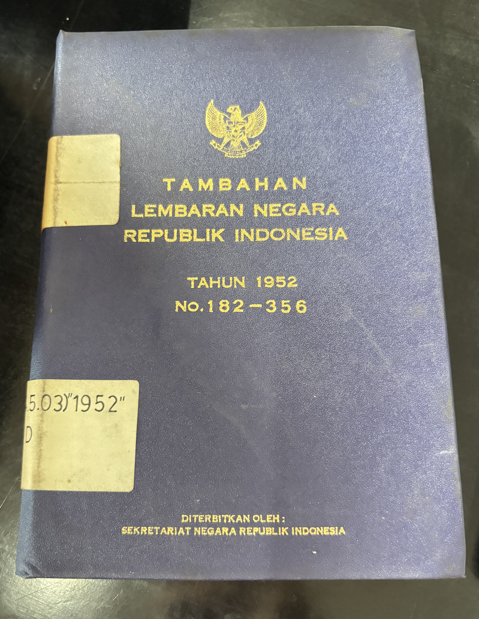 Cover Tambahan Lembaran Negara Republik Indonesia Tahun 1952 No. 182-356