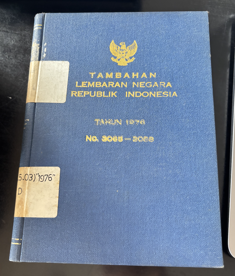 Cover Tambahan Lembaran Negara Republik Indonesia Tahun 1976 No. 3065-3093