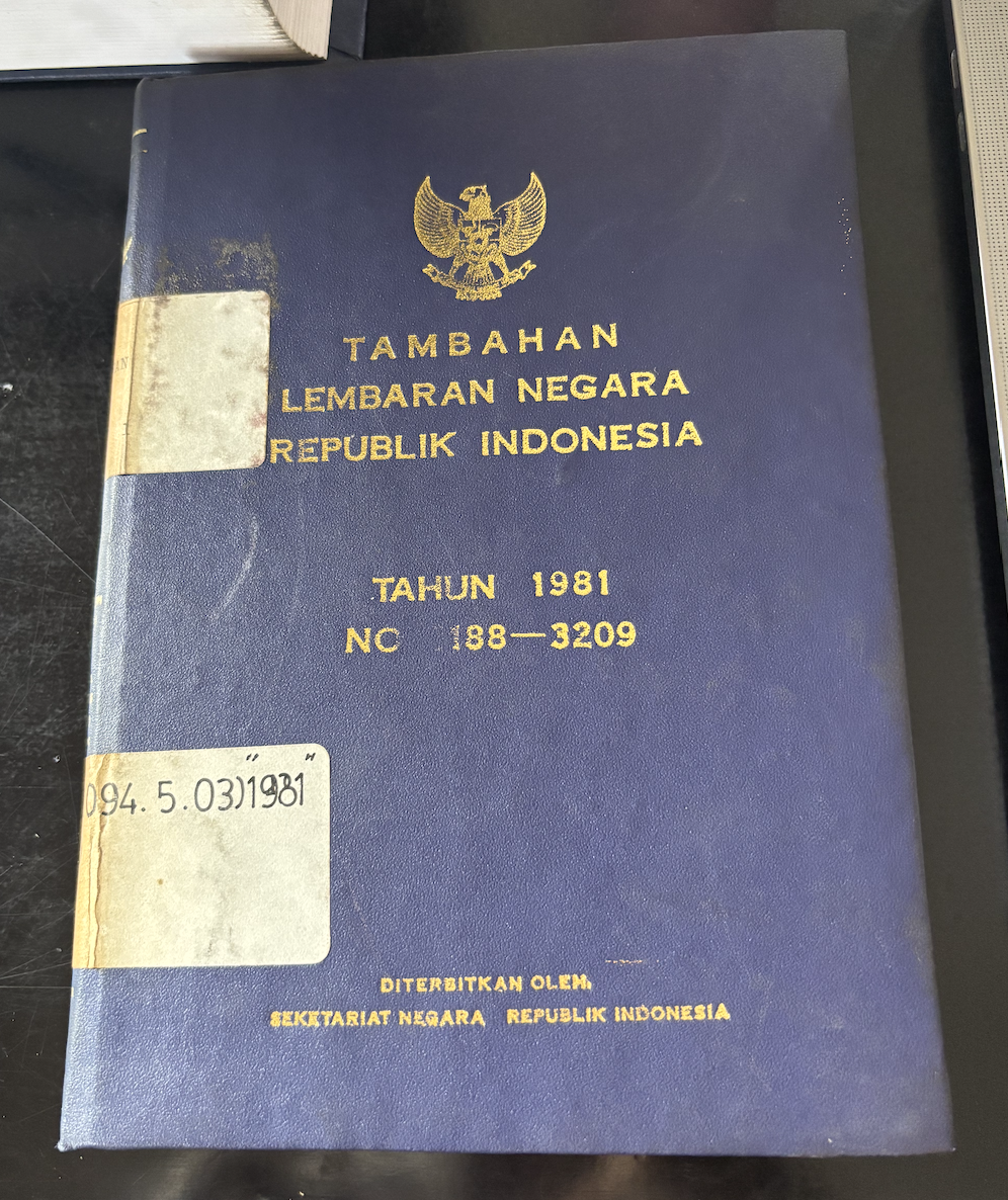 Cover Tambahan Lembaran Negara Republik Indonesia Tahun 1981 No. 188-3209