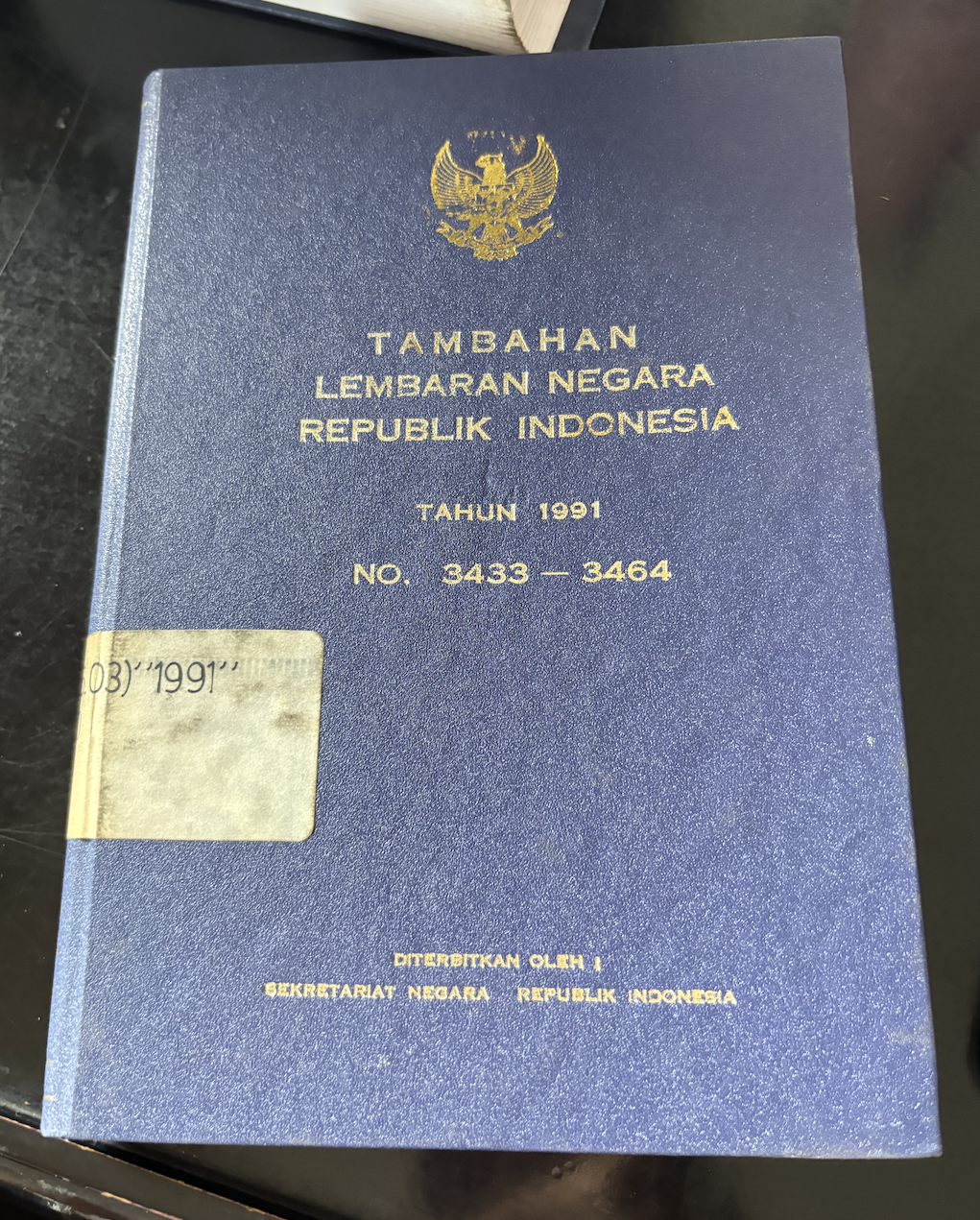 Cover Tambahan Lembaran Negara Republik Indonesia Tahun 1991 No. 3433-3464