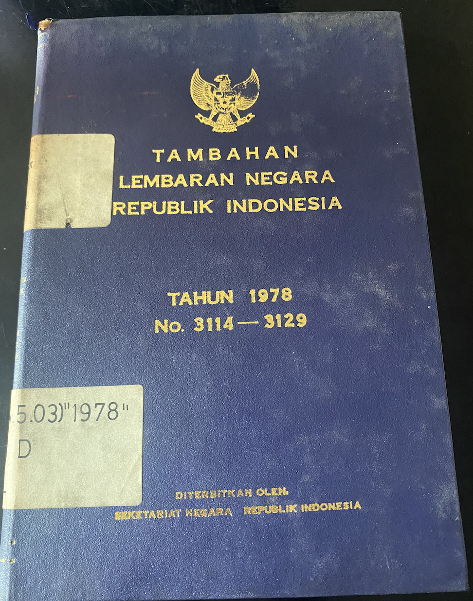 Cover Tambahan Lembaran Negara Republik Indonesia Tahun 1978 No.3114-3129