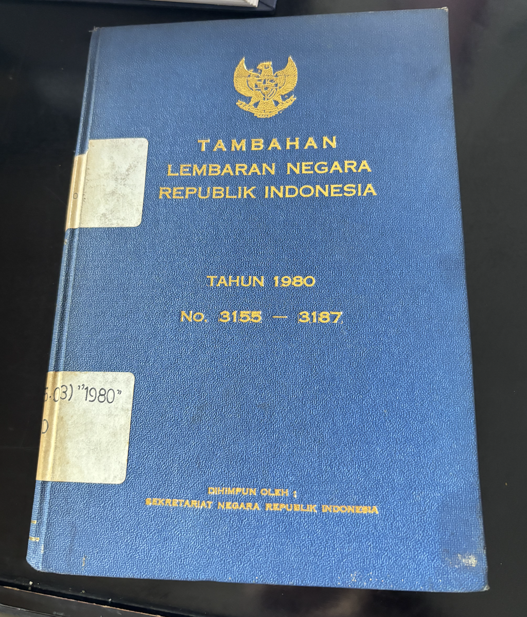 Cover Tambahan Lembaran Negara Republik Indonesia Tahun 1980 No. 3155-3187