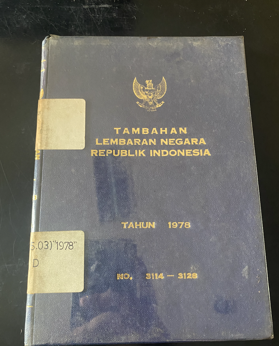 Cover Tambahan Lembaran Negara Republik Indonesia Tahun 1978 No.3114-3128