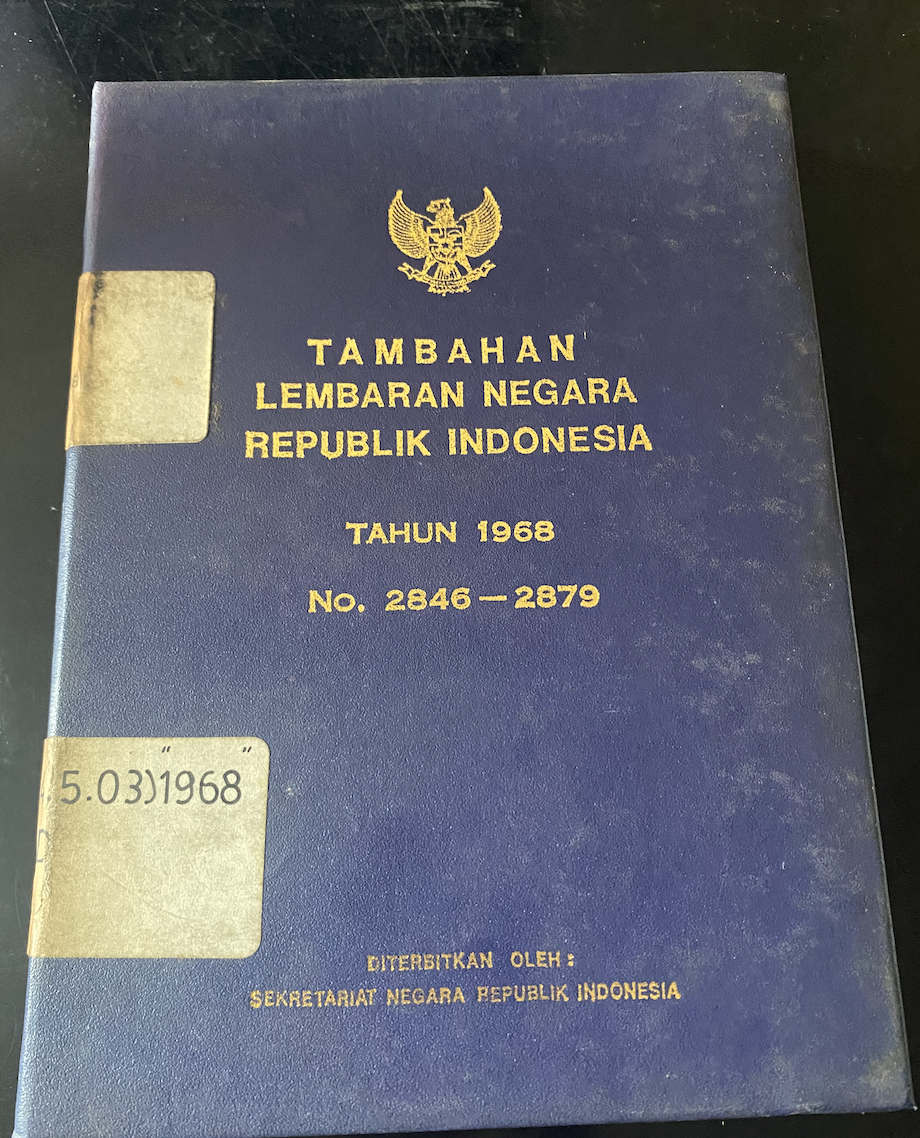 Cover Tambahan Lembaran Negara Republik Indonesia Tahun 1968 No.2846-2879