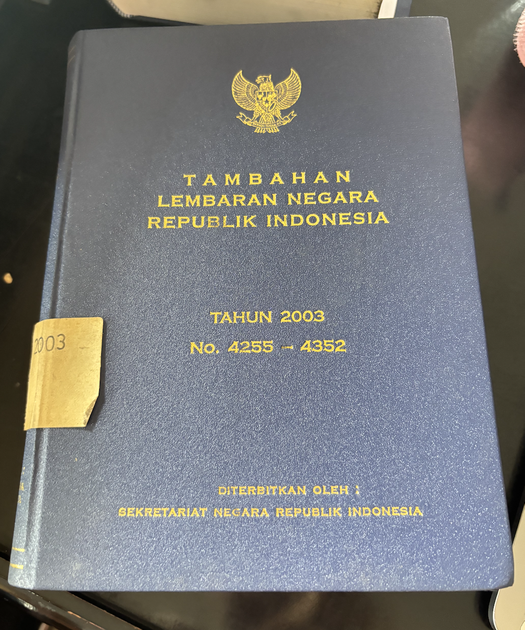 Cover Tambahan Lembaran Negara Republik Indonesia Tahun 2003 No. 4255-4352