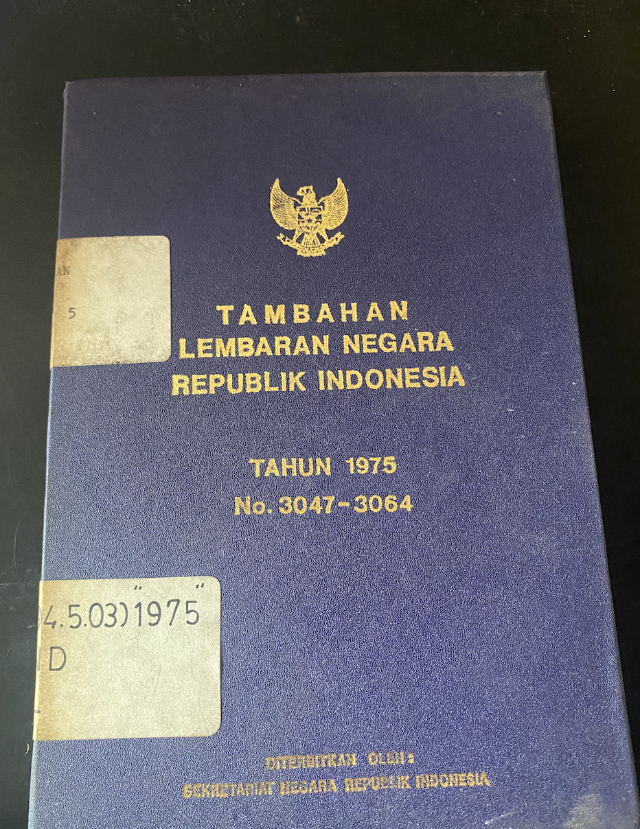 Cover Tambahan Lembaran Negara Republik Indonesia Tahun 1975 No. 3047-3064